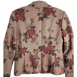 Pendleton Wool Tapestry Jacket Womens 8 Floral Western Taupe Burgundy USA